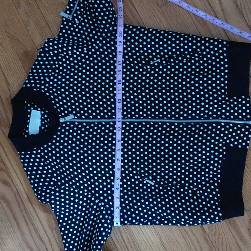 Michael Kors Black and White Polka Dot Bomber Jacket - Picture 8 of 11